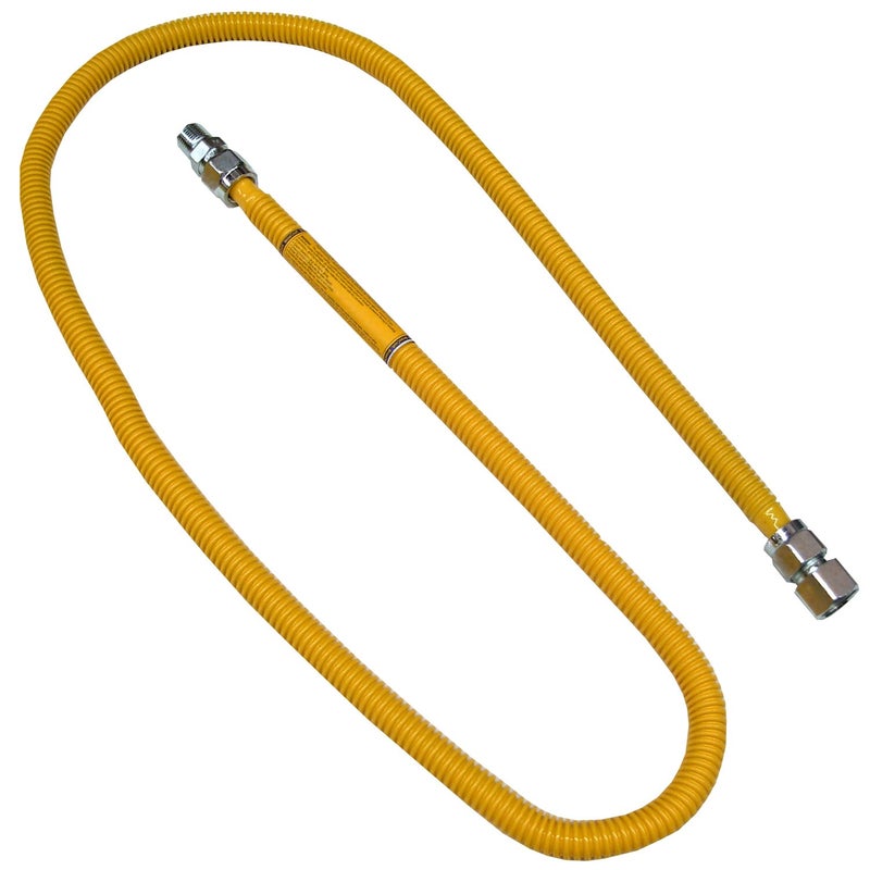 LASCO 10-1259 Flexible Coated Stainless Steel Gas Range Supply Line, 72-Inch, 5/8 Inch ID with 3/4 Inch Pipe Thread Fittings , Yellow - Image 1